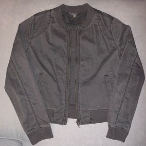 rubbish Chinos Moto Short Zip-up Jacket Women's Sz M Gray Stretchy Collar/ Cuffs